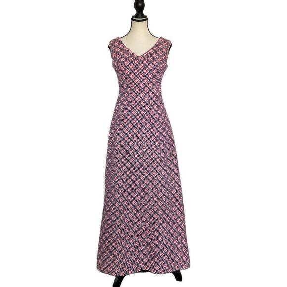 Lanvin Paris *vintage* red white & Blue Maxi Dress Size 8 - Picture 2 of 12